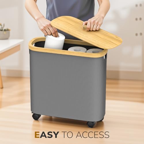 Convenient Toilet Paper Holder Organizer with Wheels for Bathroom Use