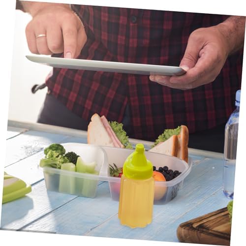 BRIGHTFUFU Square Condiment Lids Set with Squeeze Bottles for BBQ Salads Storage
