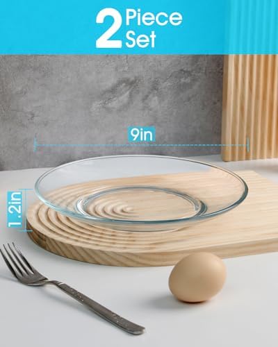 NUTRIUPS 9-Inch Tempered Glass Plates Perfect for Desserts Salads Microwave Dishwasher and Freezer Safe Stylish Design