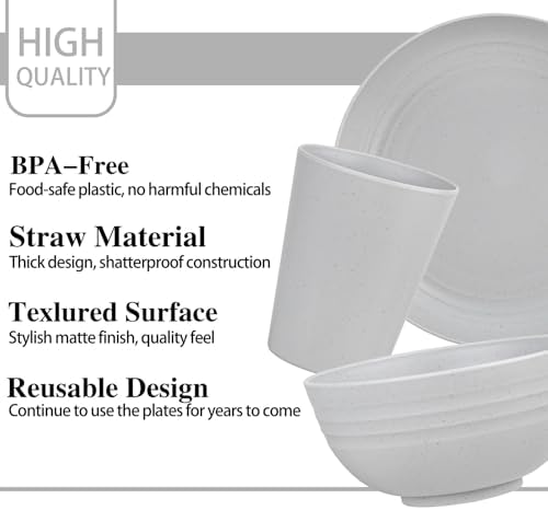 Beautiful 16-Piece Plastic Dinnerware Set