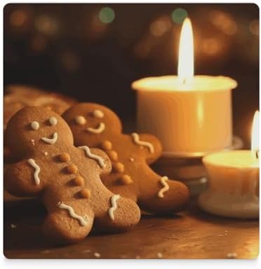 Candles and Gingerbread Men Ceramic Coasters Set of 4