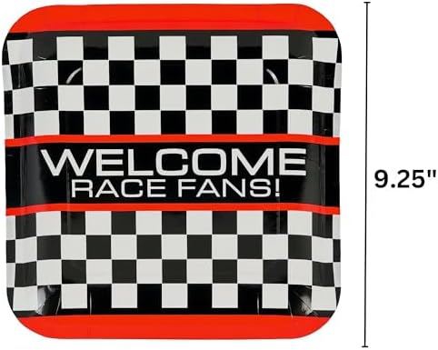 Fun Express Race Car Checkered Dinner Plates for Boys Birthdays