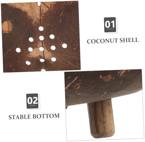 Healifty Coconut Shell Soap Dish Holder for Bathroom and Kitchen