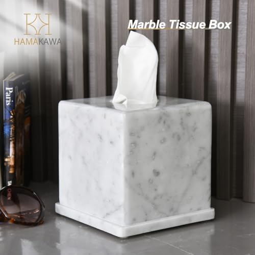 Natural Stone Tissue Box Cover 6x6x57 Carrara White