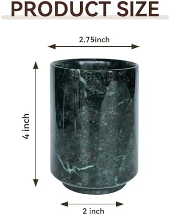 Genaetyg - Natural Pen Holder Desktop Organizer with Green Marble Jade Elegance
