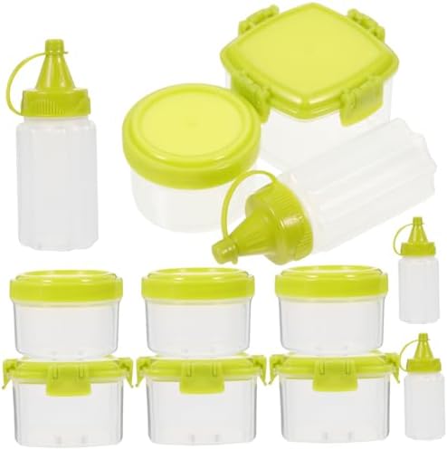 FELTECHELECTR 12-Piece Square Sauce Boxes Set Mustard Ketchup Squeeze Bottles for Condiments BBQ Accessories