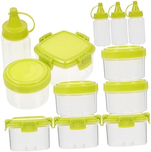 BRIGHTFUFU Square Condiment Lids Set with Squeeze Bottles for BBQ Salads Storage