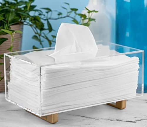 YoBa Acrylic Tissue Box Holder with Gold Legs