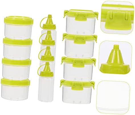 BRIGHTFUFU Square Condiment Lids Set with Squeeze Bottles for BBQ Salads Storage