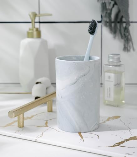 Kelake Ceramic Tumbler Cup Gray Marble Bathroom Holder