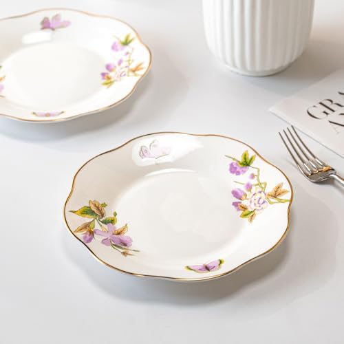 YALONG Ceramic 8-Inch Appetizer Plates china Stackable Set of 2