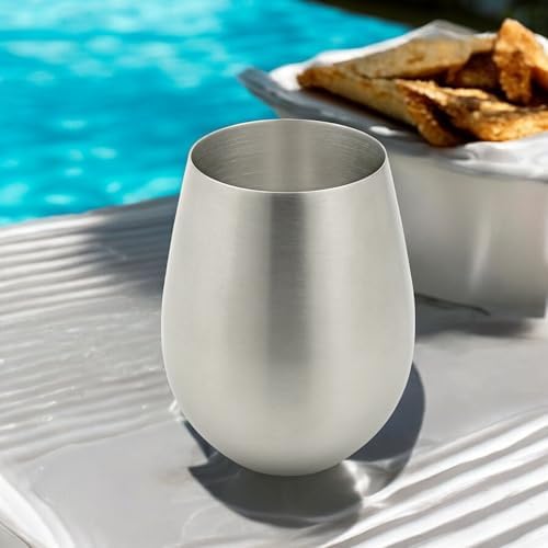 StainlessLUX 73343 - Brushed Stainless Steel Wine Glass