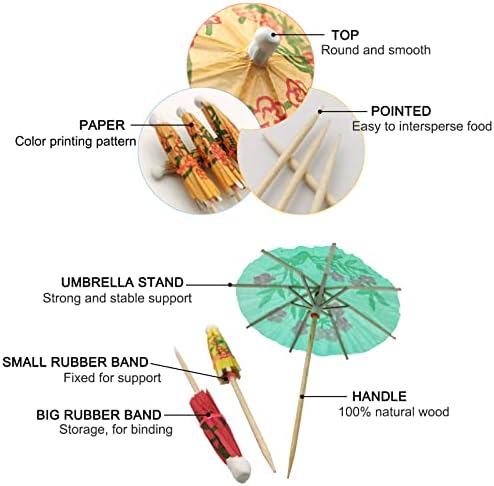 Stylish 4-inch Umbrella Cocktail Picks