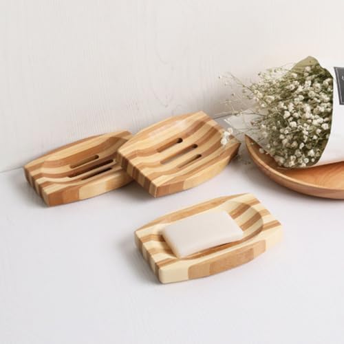 1pc Natural Bamboo Soap Holder Retro Design Compact Eco-Friendly for Bathroom Kitchen Use