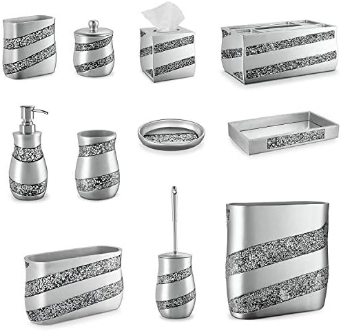 Creative Scents Silver Mosaic Electric Toothbrush and Toothpaste Holder