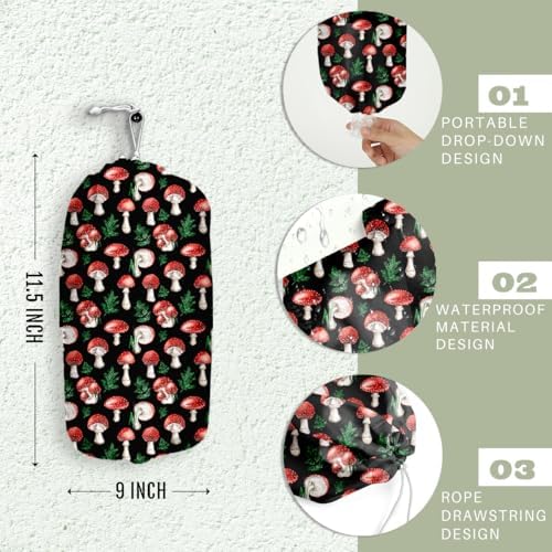 Cute Mushroom Toilet Paper Storage Bag with Reusable Design Organizer for Trash Increments