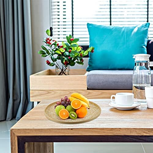2-Piece Bamboo Storage Baskets for Kitchen Counter Fruit Bread Organizers Decorative