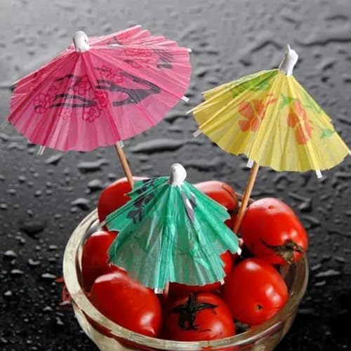 Haundry 50-Pack Cocktail Umbrella Picks - tropical drink picks for Luau Party