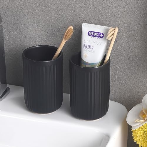 Modern Durable Matte Black Toothbrush Holder Set