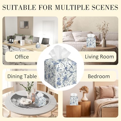 POIUBLE Smart Tissue Box Cover with Bird Flower Design 52 x 52 x 52