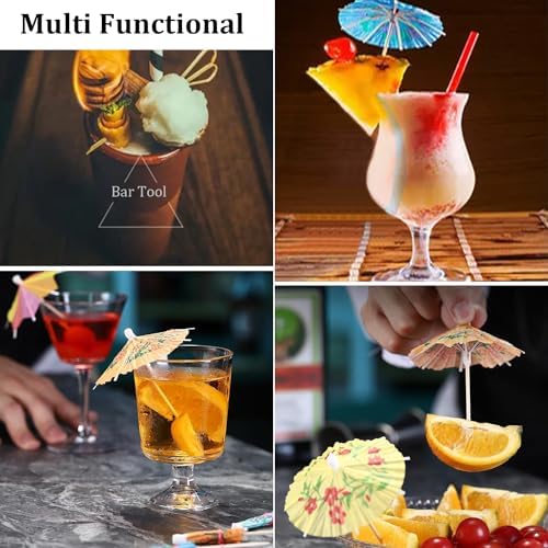 Haundry 50-Pack Cocktail Umbrella Picks - tropical drink picks for Luau Party