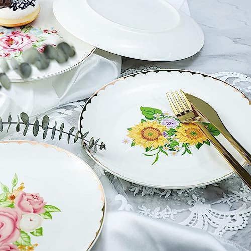 Vintage Floral Plates Set of 4