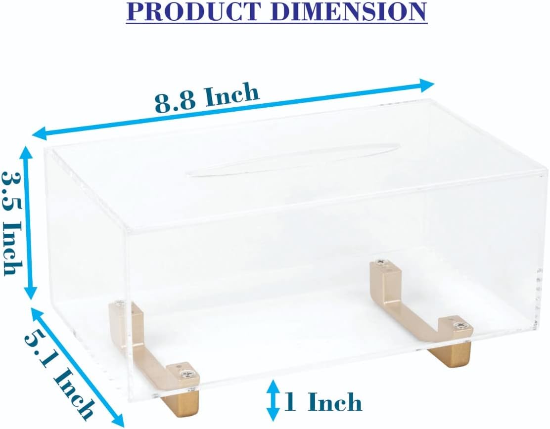 YoBa Acrylic Tissue Box Holder with Gold Legs