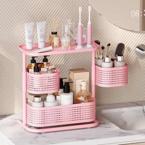 KINGRACK 3 Tier Rotating Bathroom Organizer with Non-Slip Feet