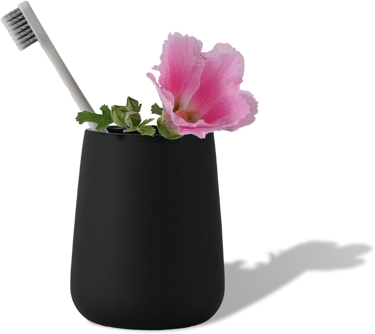 Modern Matte Black Ceramic Toothbrush Holder
