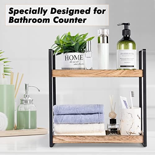 2-Tier Solid Wood Bathroom Organizer for Space-Saving Storage