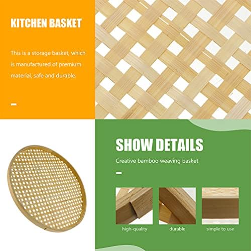 2-Piece Bamboo Storage Baskets for Kitchen Counter Fruit Bread Organizers Decorative