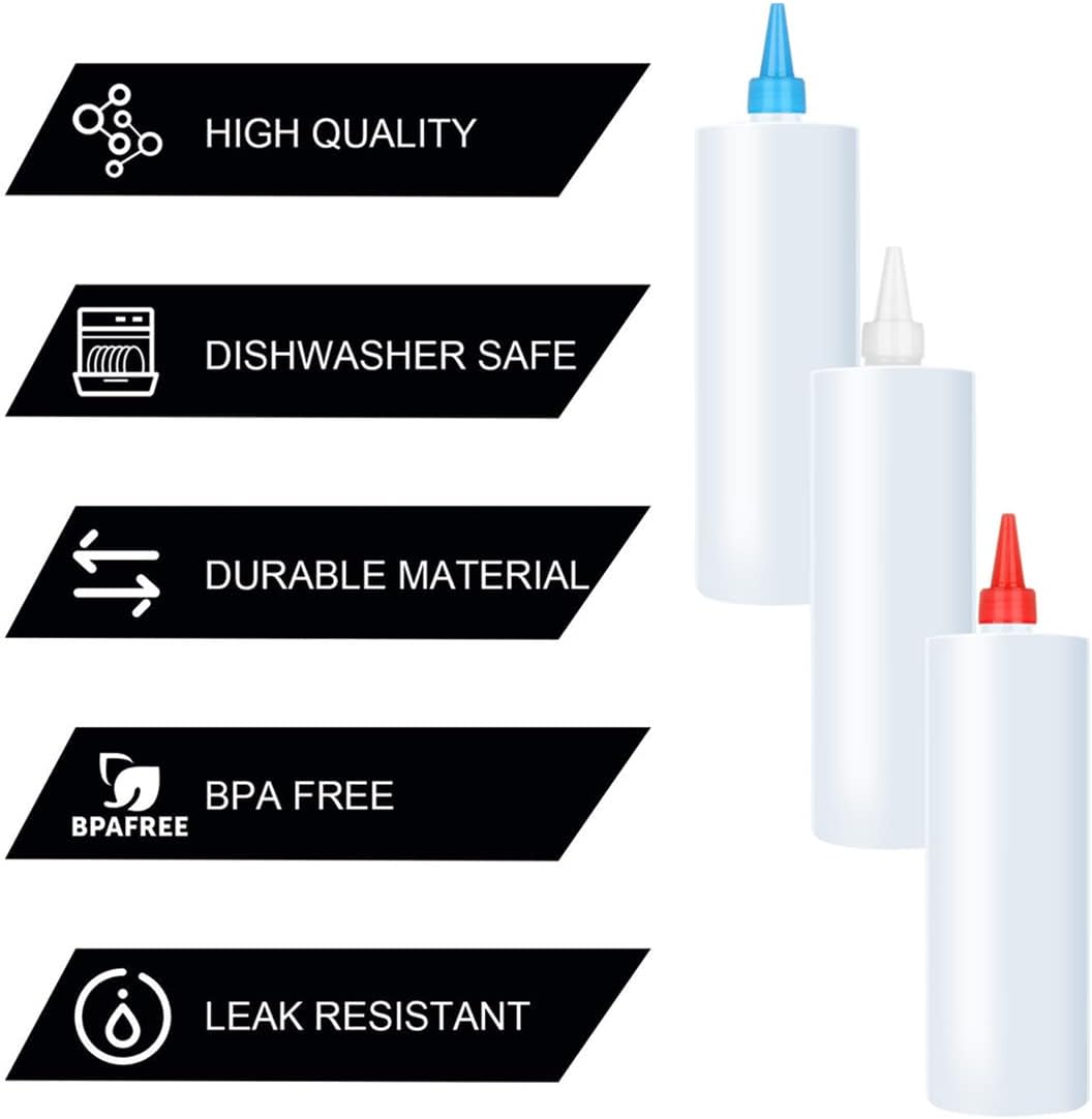 Premium Sane Bottle Reusable Plastic Condiment Dispo for Ketchup Sauce More Easy to Use