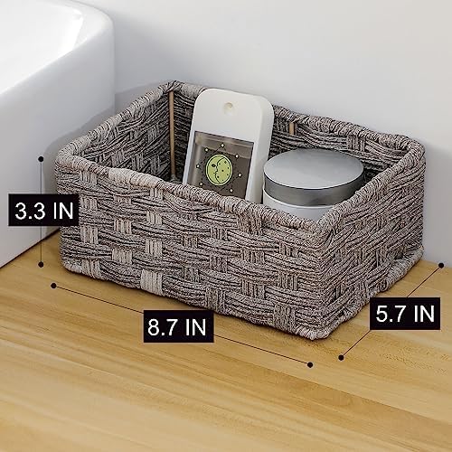 Woven Plastic Tank Cubby Organizing Basket for Bathroom More Durable Waterproof for Toiletries Small Items