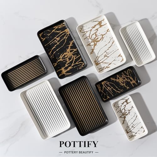 Two-Color Striped Bathroom Vanity Trays Compact Stylish for Sink Vanities More