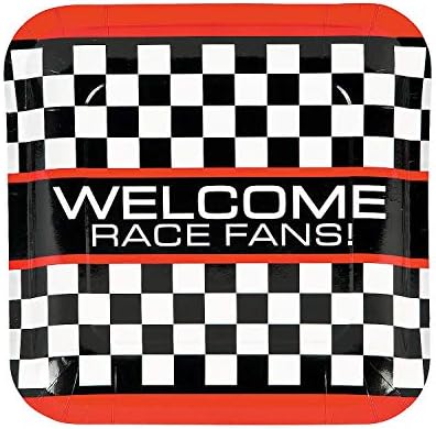 Fun Express Race Car Checkered Dinner Plates for Boys Birthdays