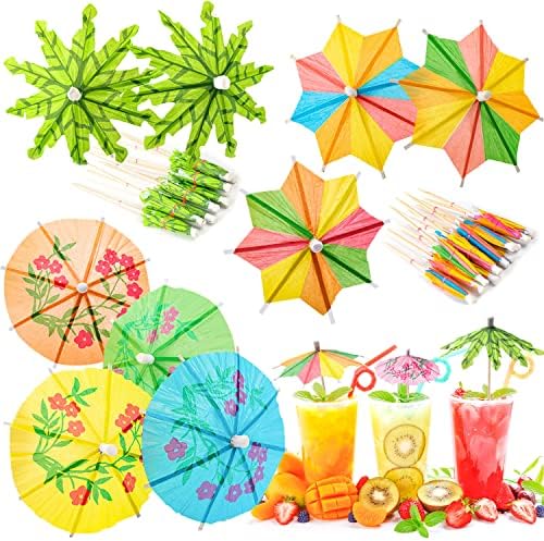 FFNIU 152-Piece tropical Drink Umbrellas for Tiki Bars Parties