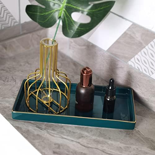HANKOR Brightening 10x5 Ceramic Bathroom Tray for Countertops