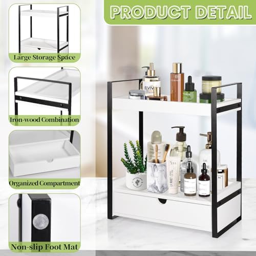 2-Tier Bathroom Organizer with Drawer for Storage