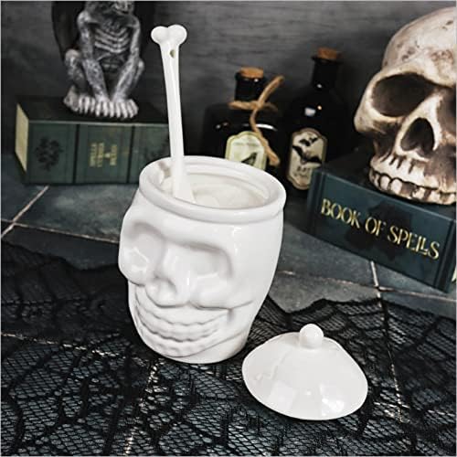 Skeleton Signed 12 Oz Sugar Bowl With Bone Spoon