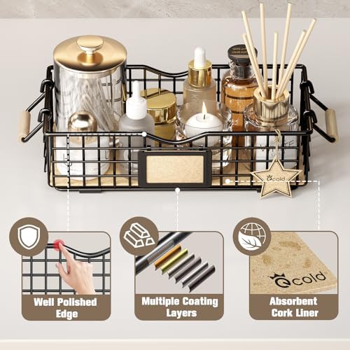 Bathroom Organizer Basket Black - Qcold Home Decor