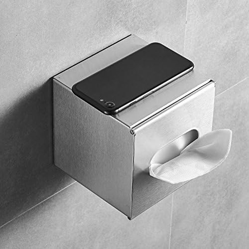 JunSun Square Tissue Box Holder - Stainless Steel Brushed Nickel 5x5x5