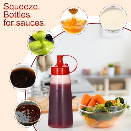 Uceoo2 Pack Condiment Squeeze Bottles - Sturdy BPA-free FDA Certified for Professional and Home Use