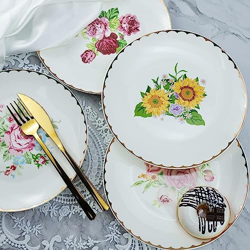 Vintage Floral Plates Set of 4