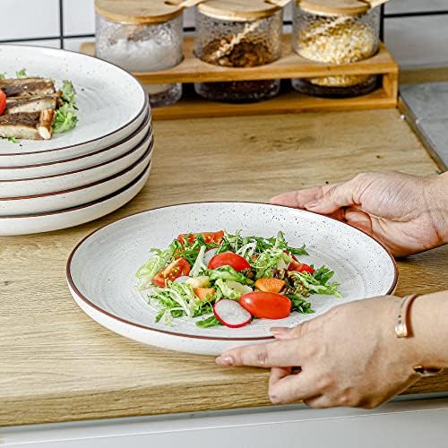 HVH Farmhouse Style Dinner Plates Set of 6 1025-Inch Ceramic Dinnerware for Home Kitchen or Gifting