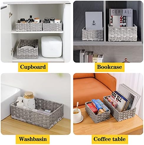 Woven Plastic Tank Cubby Organizing Basket for Bathroom More Durable Waterproof for Toiletries Small Items