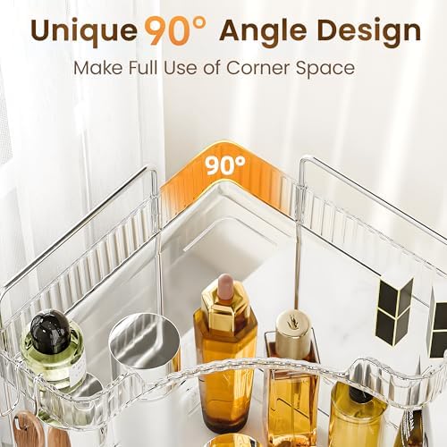 2 Tier Corner Bathroom Organizer with Hooks and Trays 1