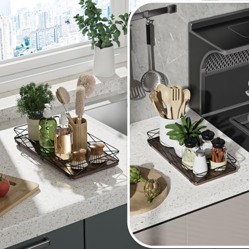 Lixple 13 Metal and Wood Toilet Tank Organizer