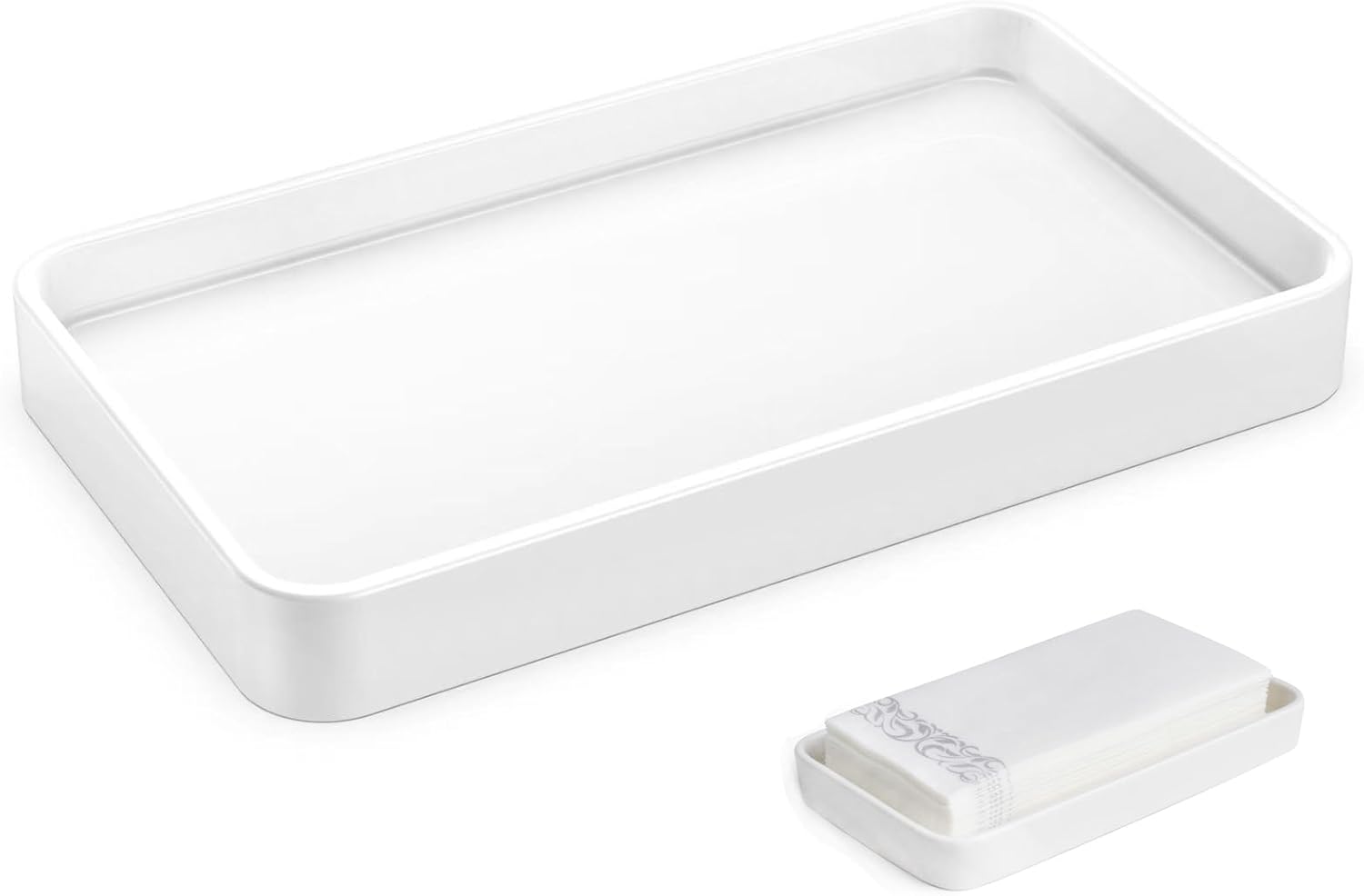 Gurygo 10 Ceramic Bathroom Vanity Tray for Kitchen Bathroom Use - White