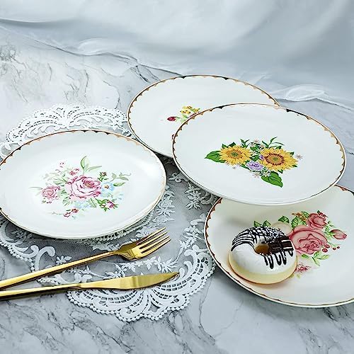 Vintage Floral Plates Set of 4