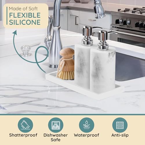 Lavatoria Silicone Countertop Tray 2 Piece Large Vanity Organizer